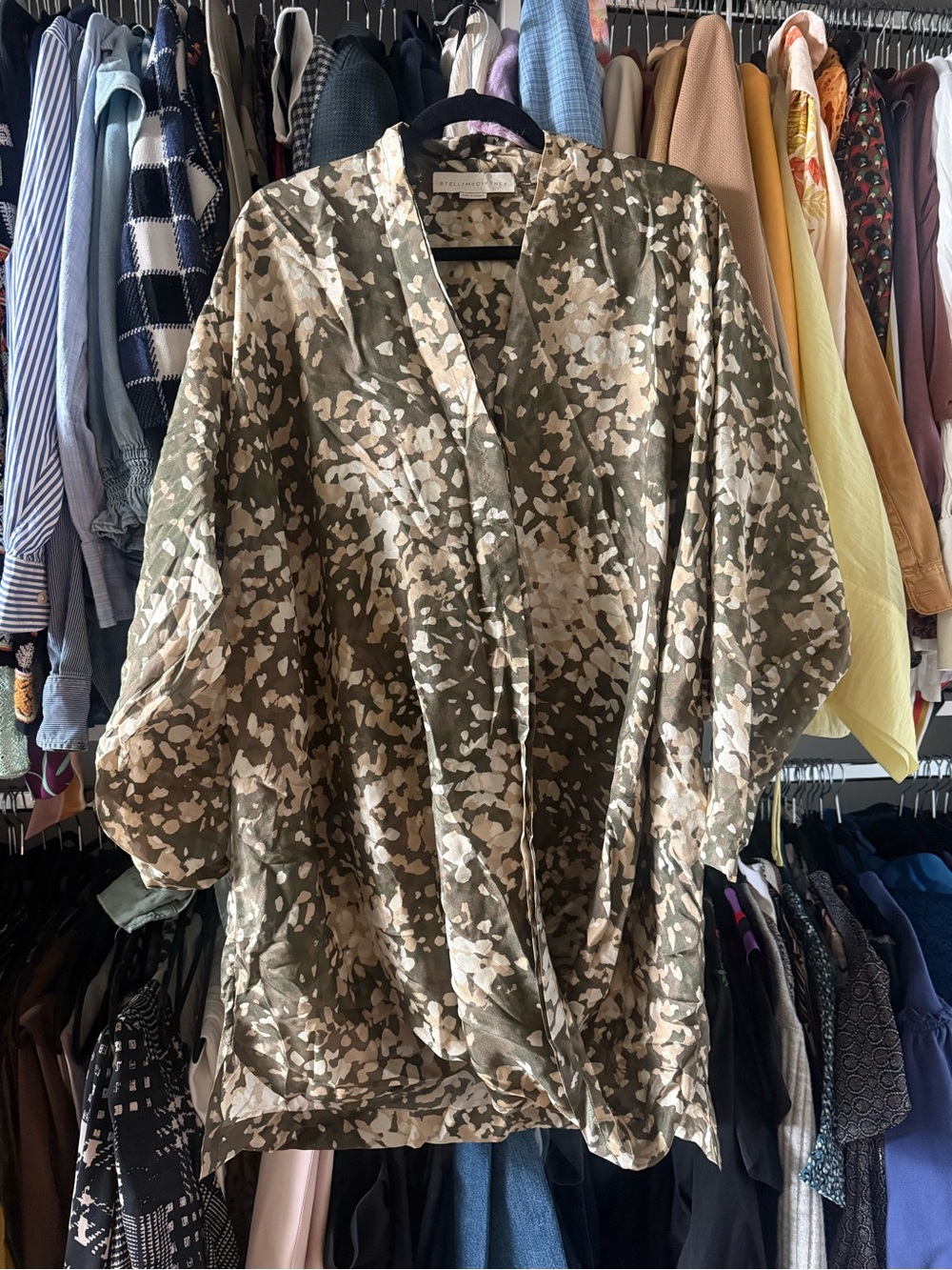 Stella McCartney Olive and Cream Printed Button-Down Shirt